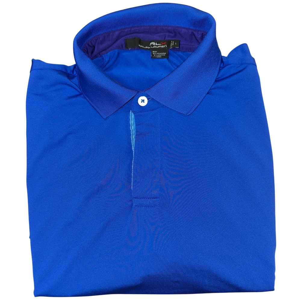 RLX Ralph Lauren Blue Performance Golf Polo Mens Large Naples‎ FL Country Club